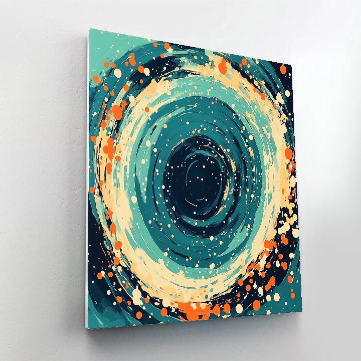Jackson Pollock Inspired Monsoon Vortex In Teal And Coral Painting by numbers kit