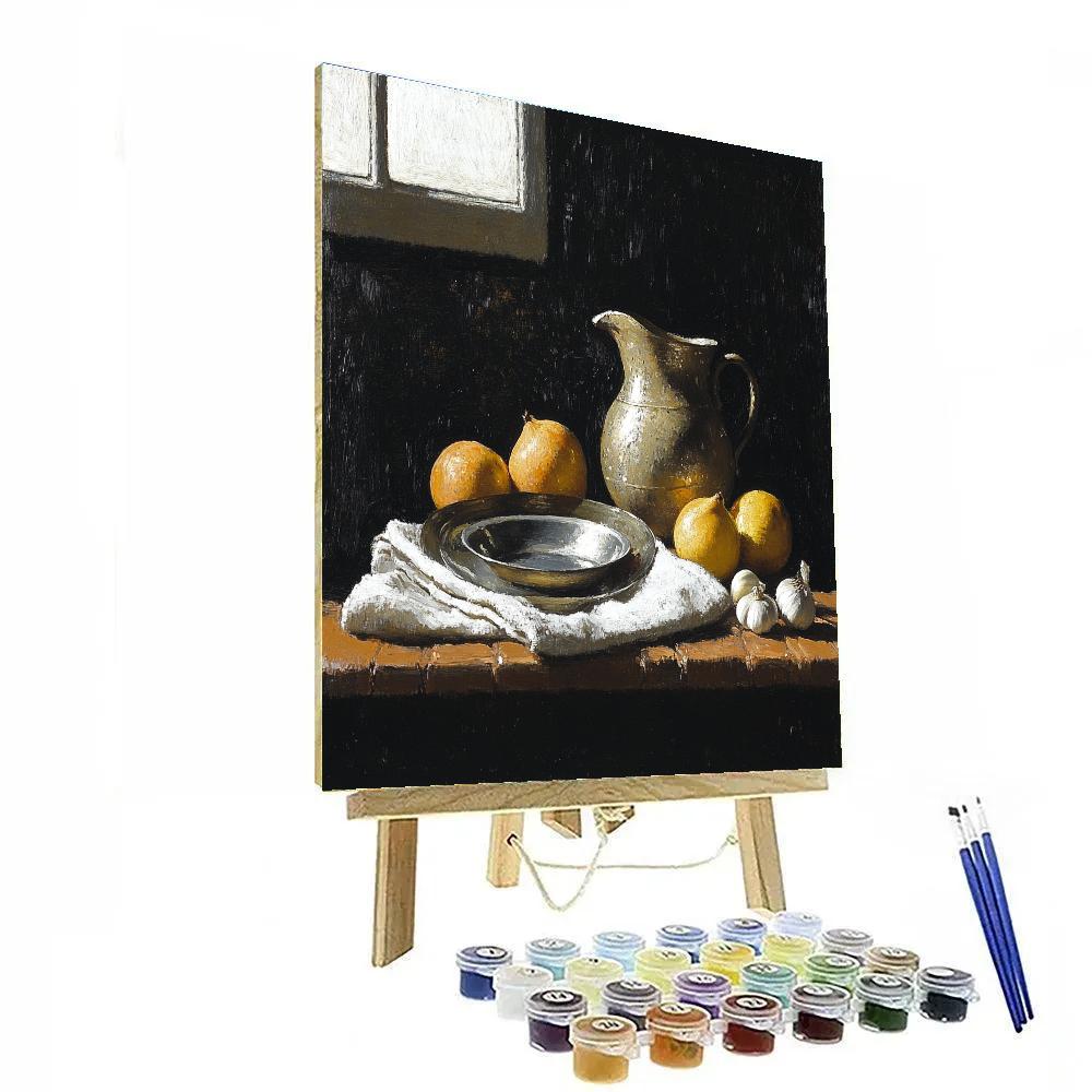 Diego Velázquez Inspired Market Still Life In Ashen Light paint by number