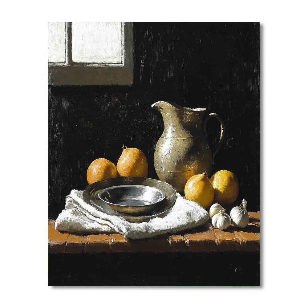 Diego Velázquez Inspired Market Still Life In Ashen Light paint by number