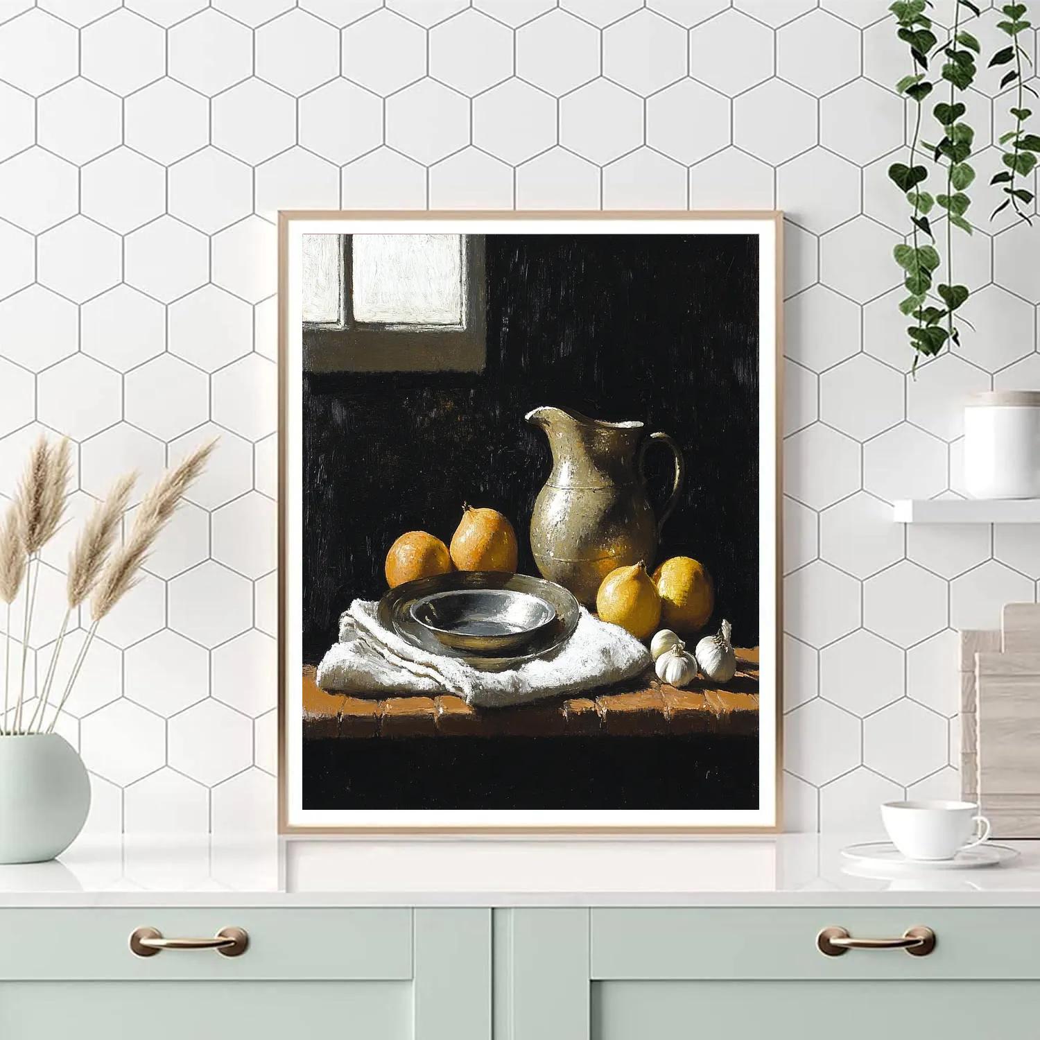 Diego Velázquez Inspired Market Still Life In Ashen Light paint by number