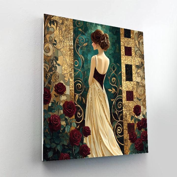 Gustav Klimt Inspired Golden Rose Garden Portrait Number painting