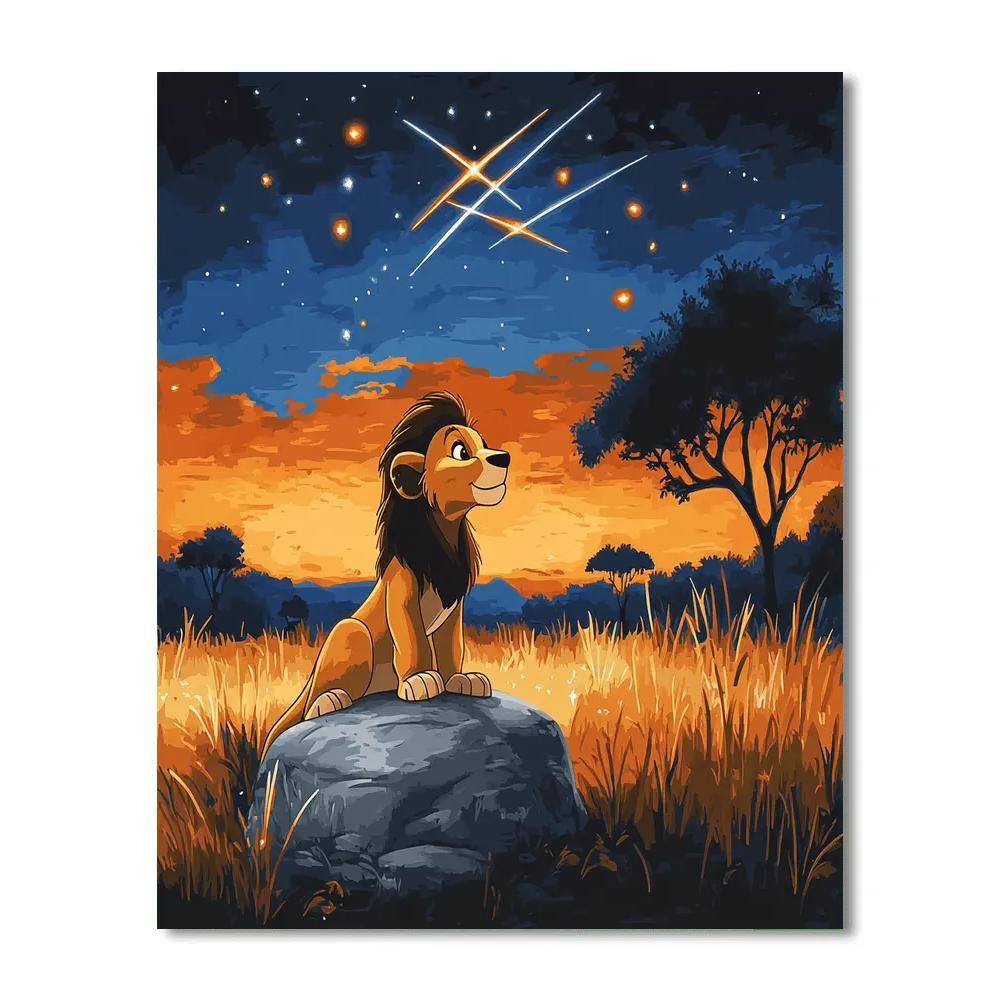 Simba Savanna Meteor Shower Watch Number painting