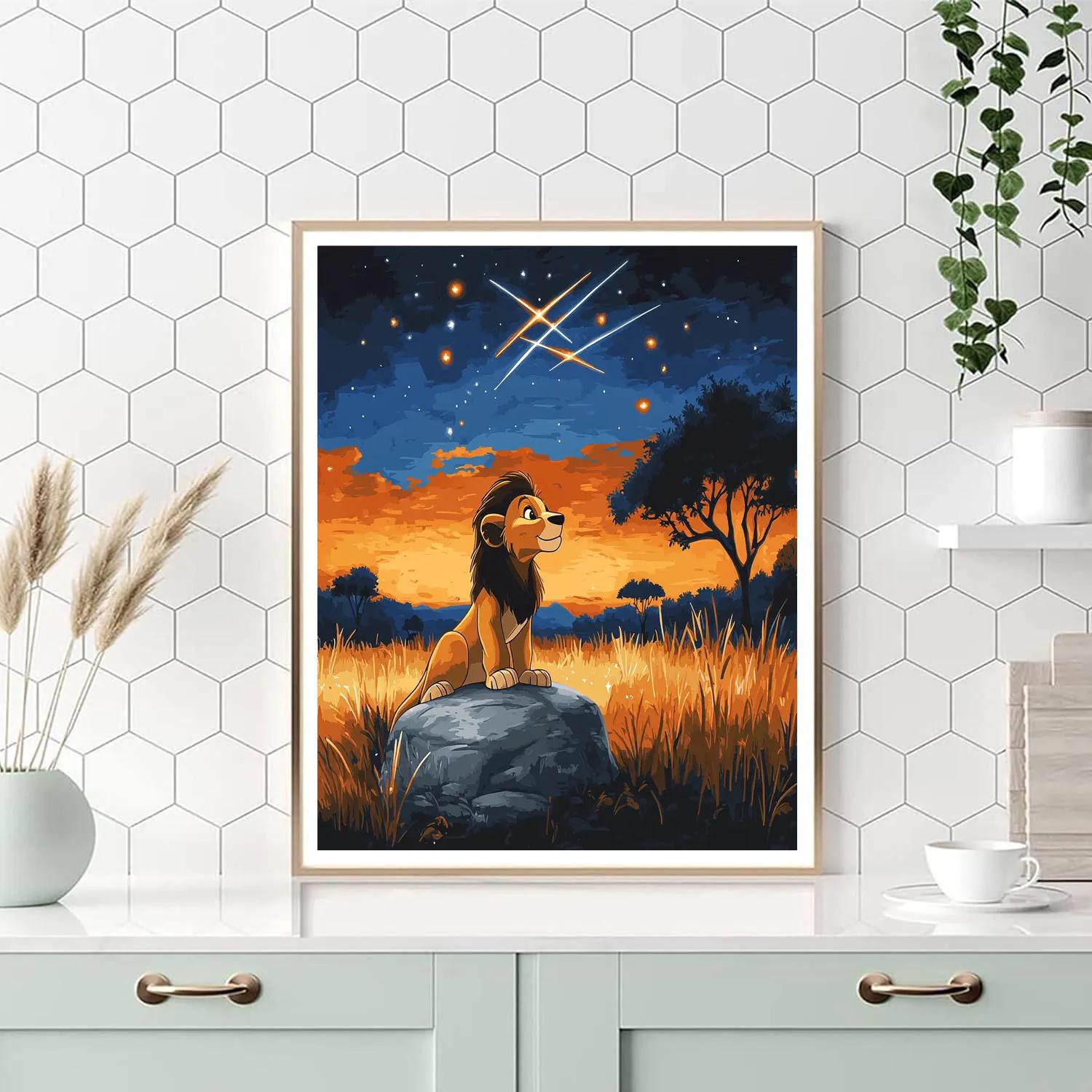 Simba Savanna Meteor Shower Watch Number painting