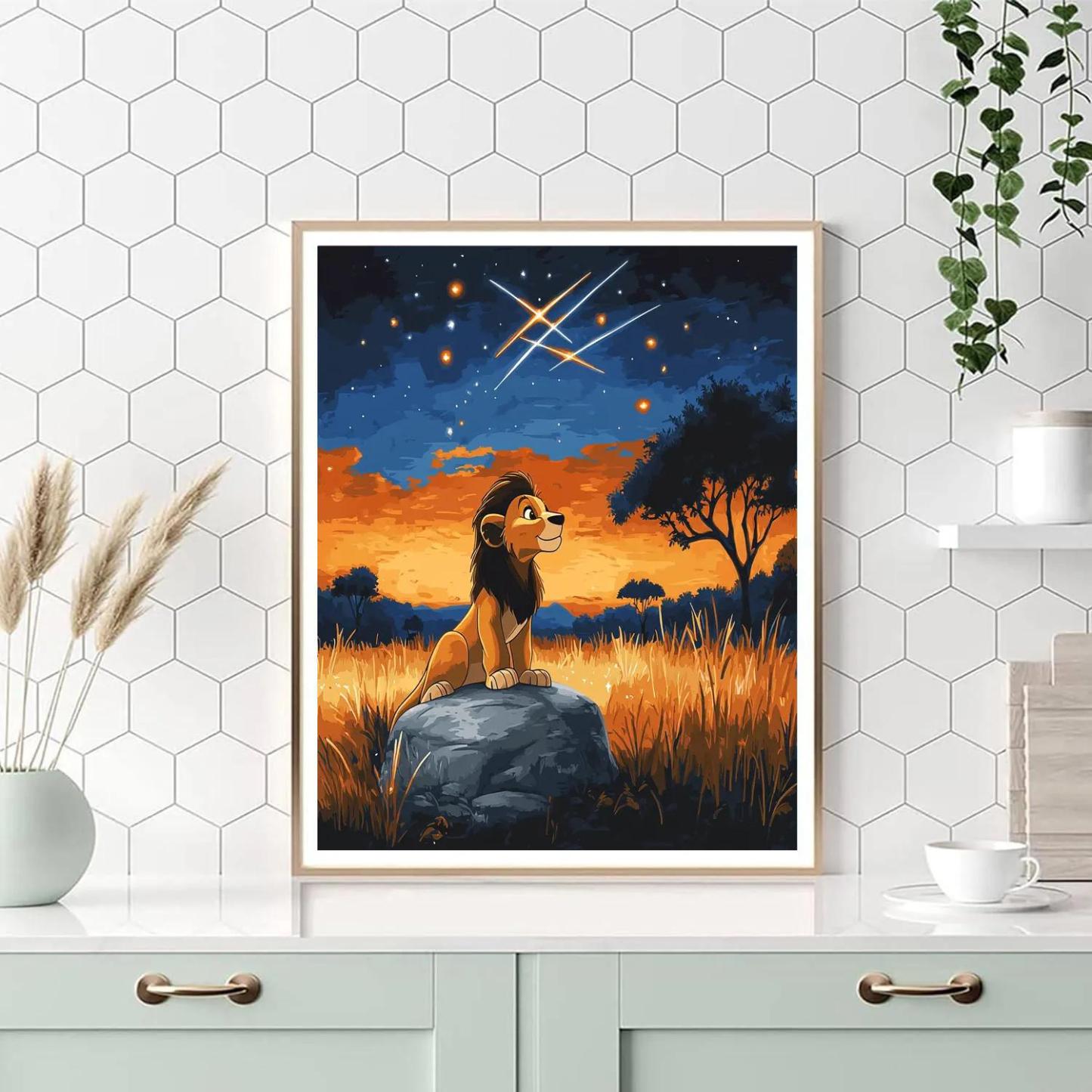 Simba Savanna Meteor Shower Watch Number painting