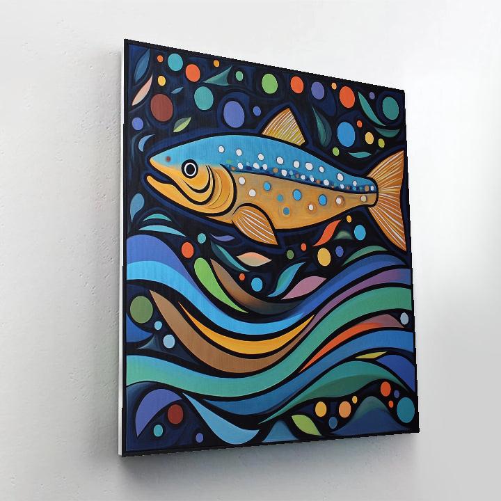 Norval Morrisseau Inspired Aurora Salmon Of River Lights painting number kit