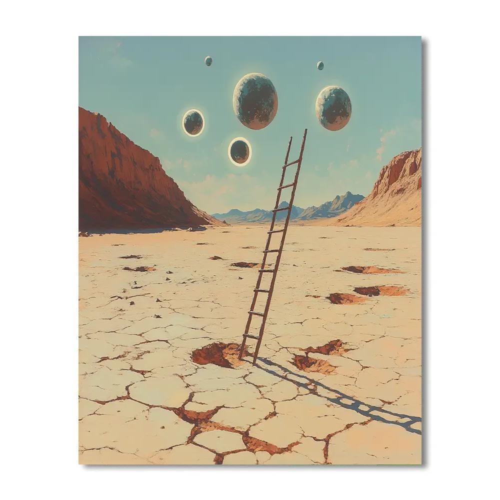 Salvador Dali Inspired Desert Of Floating Planets Paint by numbers art