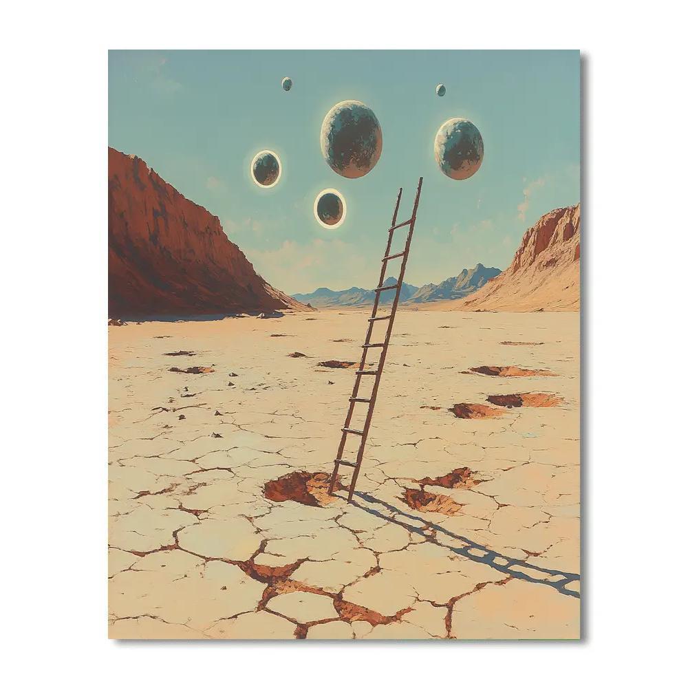 Salvador Dali Inspired Desert Of Floating Planets Paint by numbers art