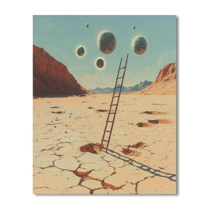 Salvador Dali Inspired Desert Of Floating Planets Paint by numbers art