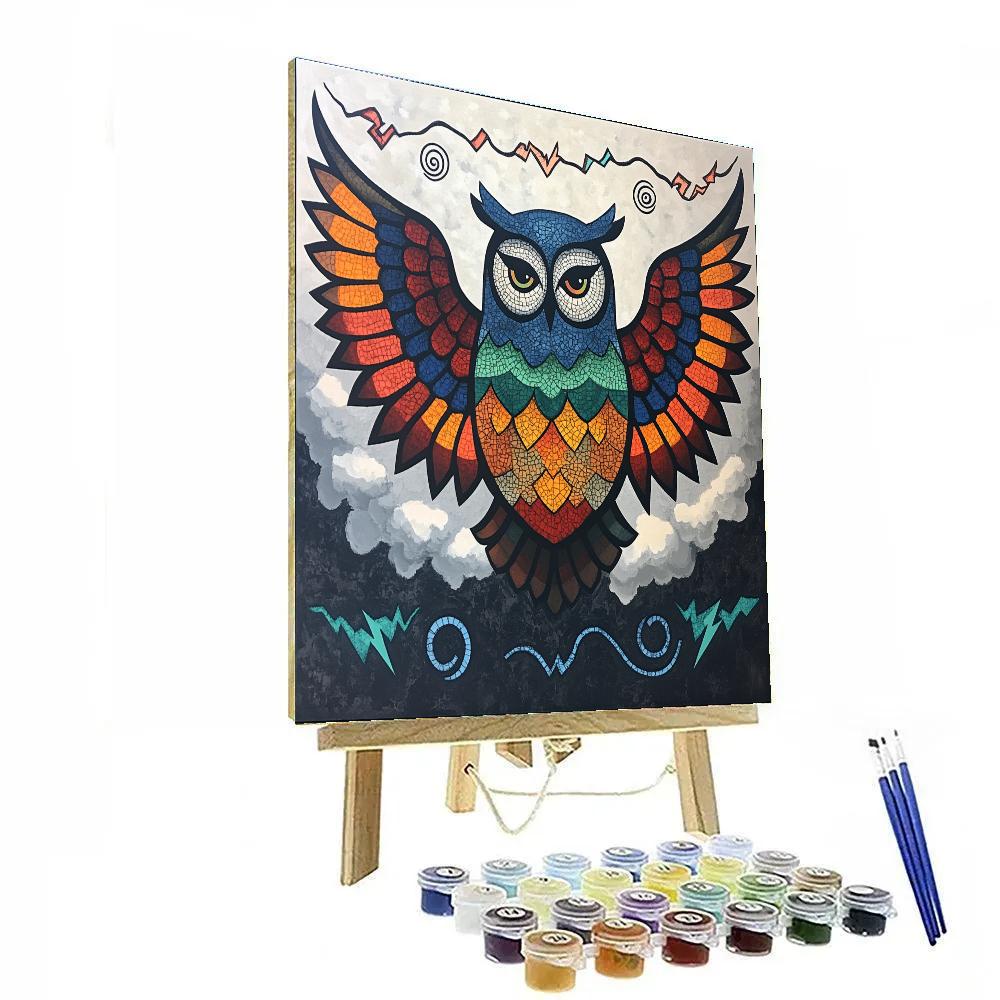 Norval Morrisseau Inspired Storm Owl Of The Four Winds Paint by numbers kits