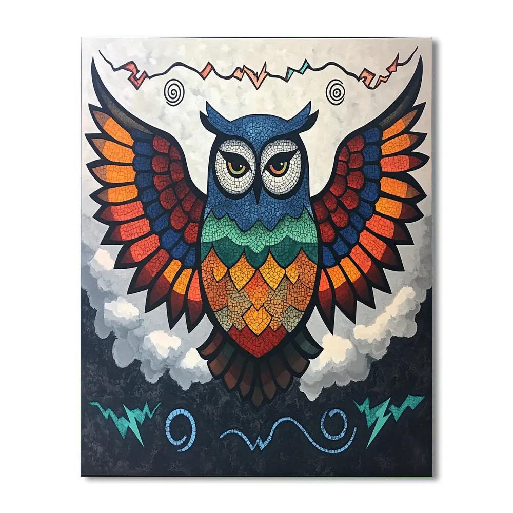 Norval Morrisseau Inspired Storm Owl Of The Four Winds Paint by numbers kits