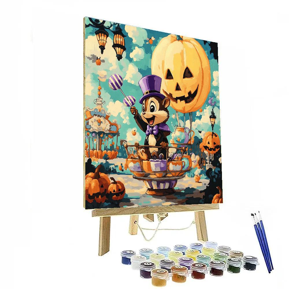 Haunted Teacup Carousel Under The Candy Moon Paint by numbers art