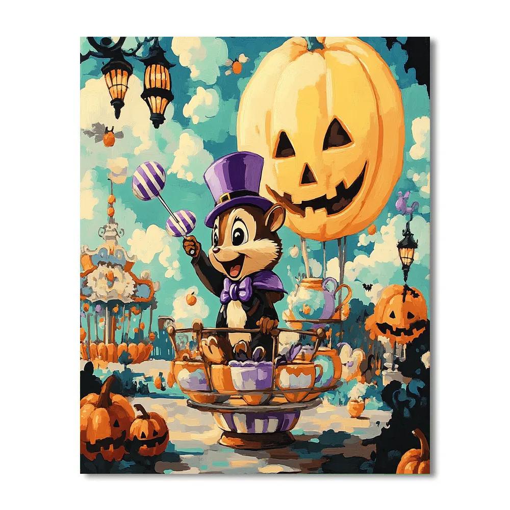 Haunted Teacup Carousel Under The Candy Moon Paint by numbers art