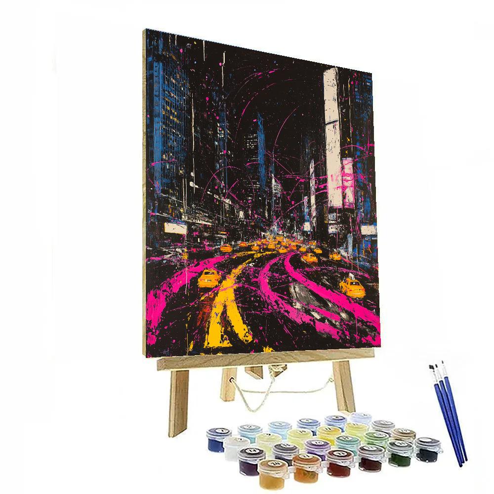 Jackson Pollock Inspired Citylights At Midnight paint by numbers