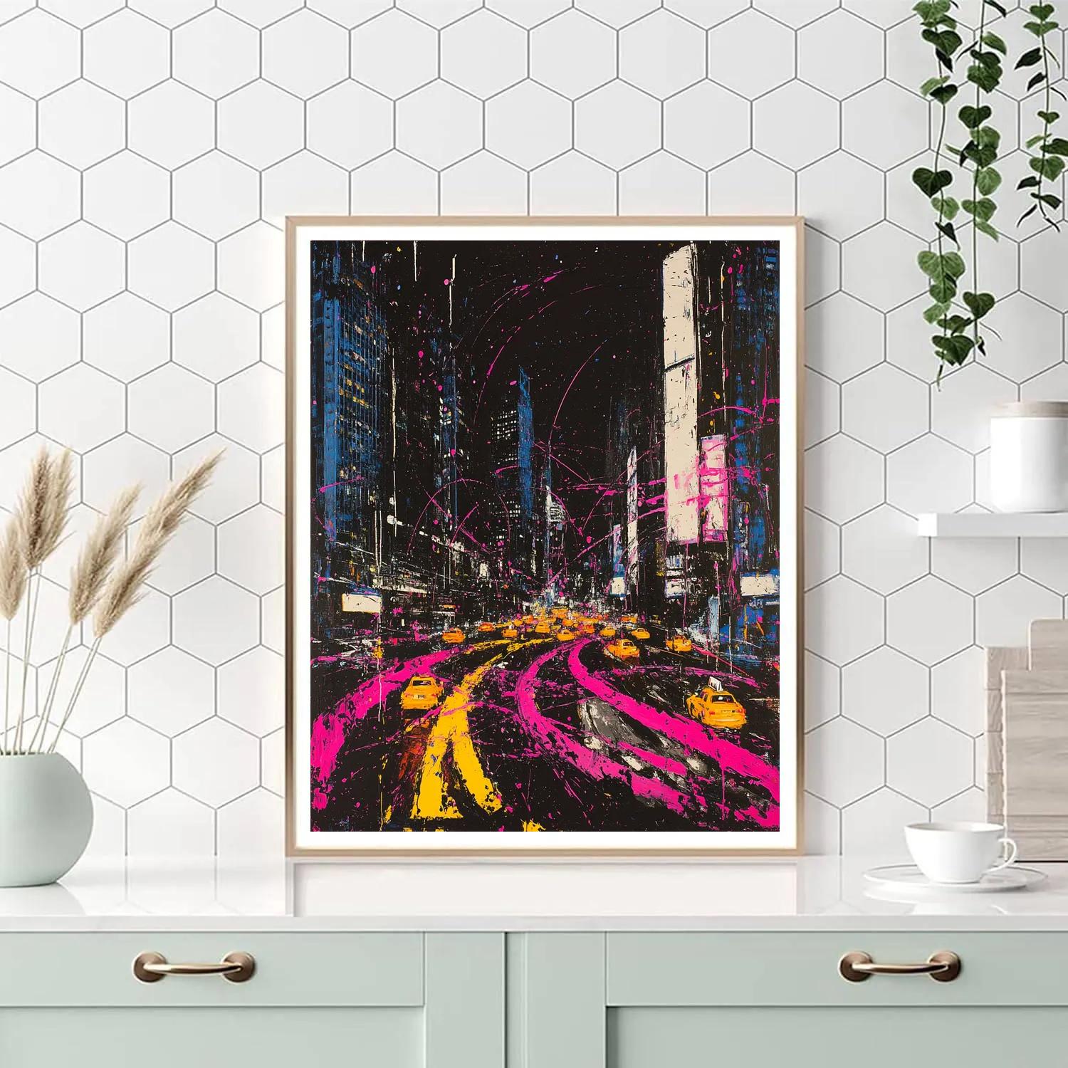 Jackson Pollock Inspired Citylights At Midnight paint by numbers