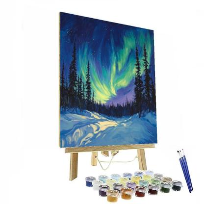 Edgar Degas Inspired Aurora Over Winter Pines Number painting