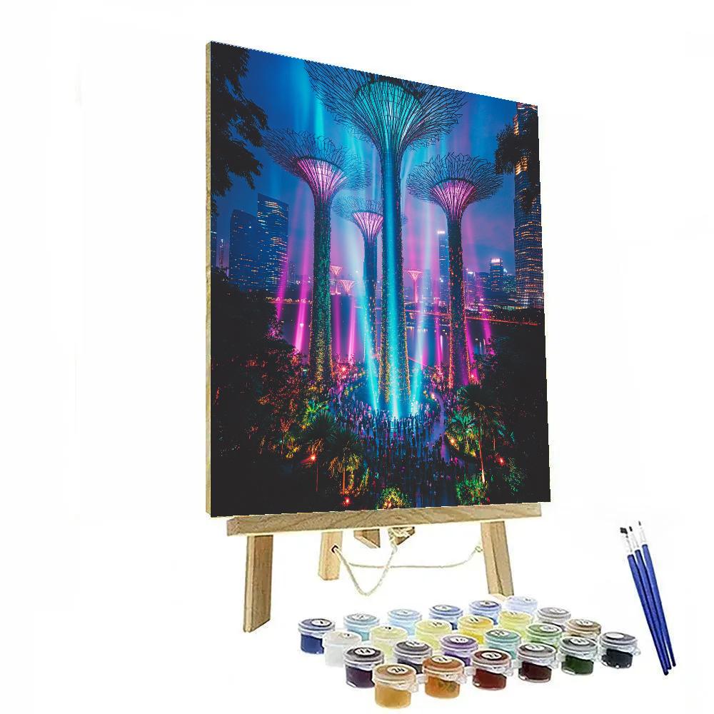 Gardens By The Bay Supertree Grove Night Show Singapore Numbered painting kits