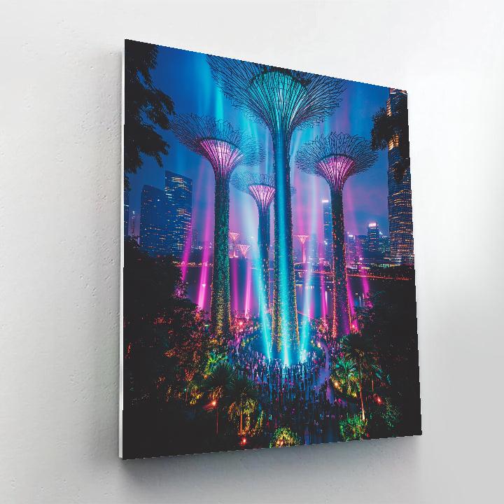 Gardens By The Bay Supertree Grove Night Show Singapore Numbered painting kits
