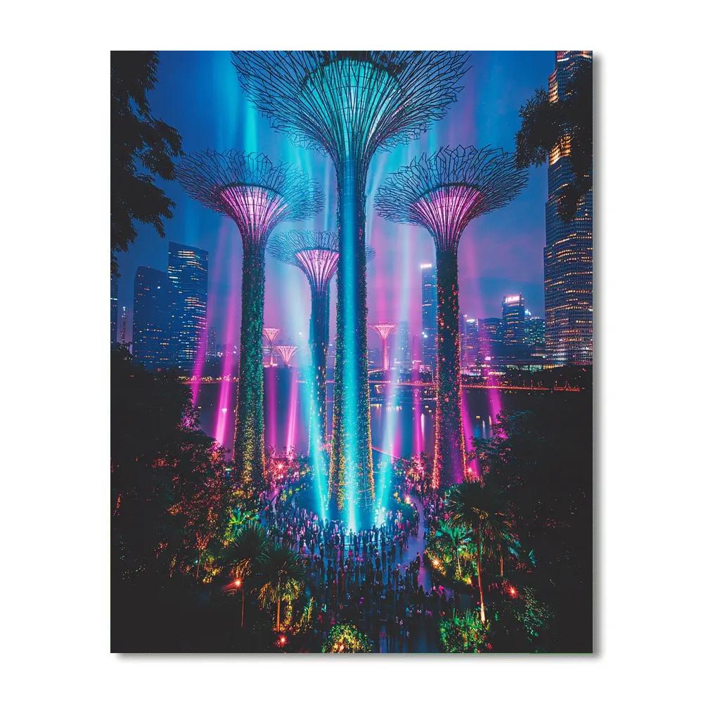 Gardens By The Bay Supertree Grove Night Show Singapore Numbered painting kits