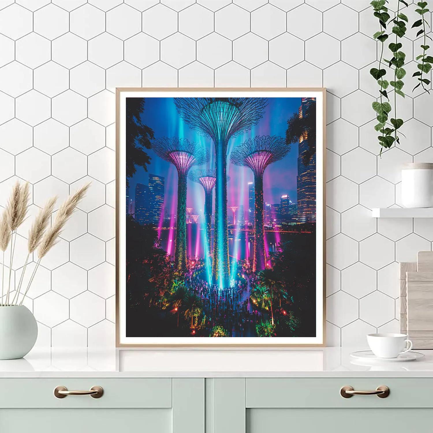 Gardens By The Bay Supertree Grove Night Show Singapore Numbered painting kits