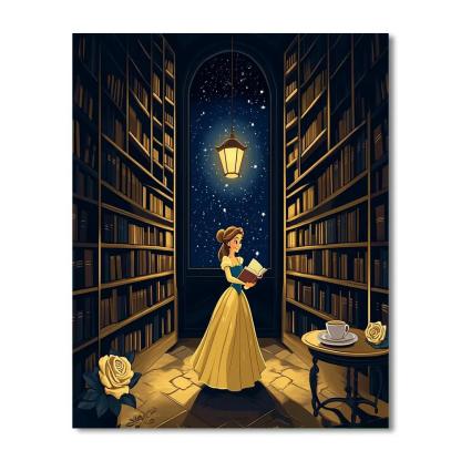 Belle Library Lantern Evening Painting by numbers kit