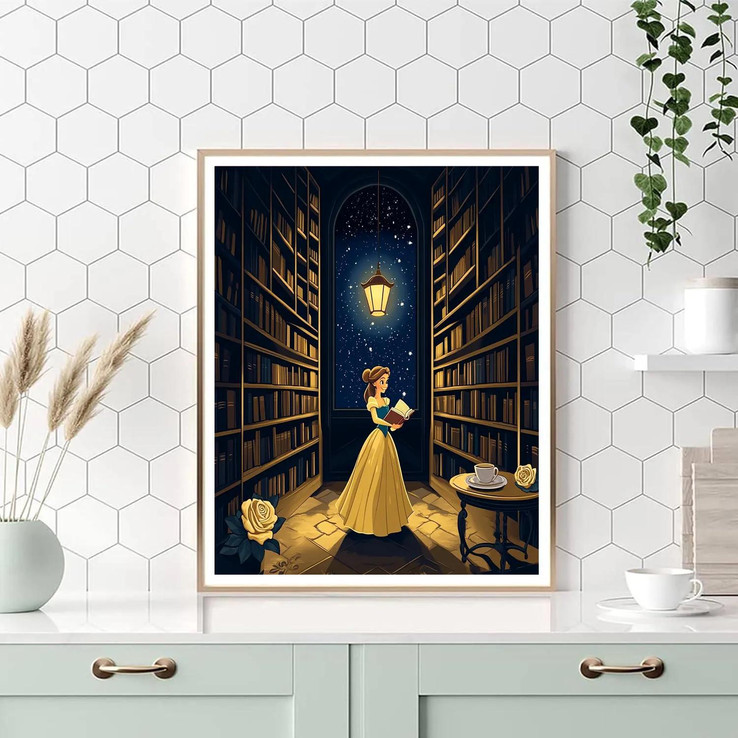 Belle Library Lantern Evening Painting by numbers kit