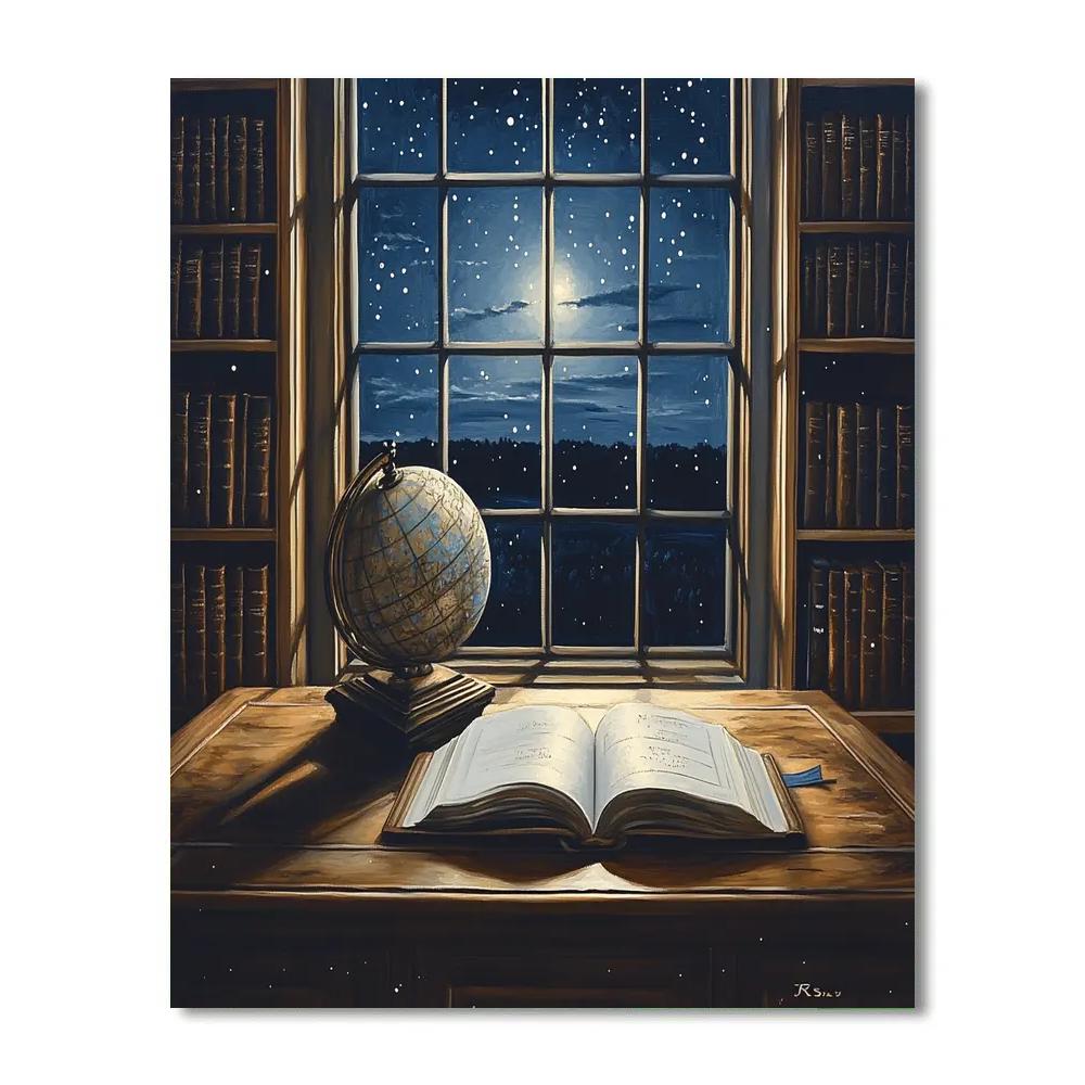 Johannes Vermeer Inspired Quiet Library With Starlight Window Paint by numbers kits