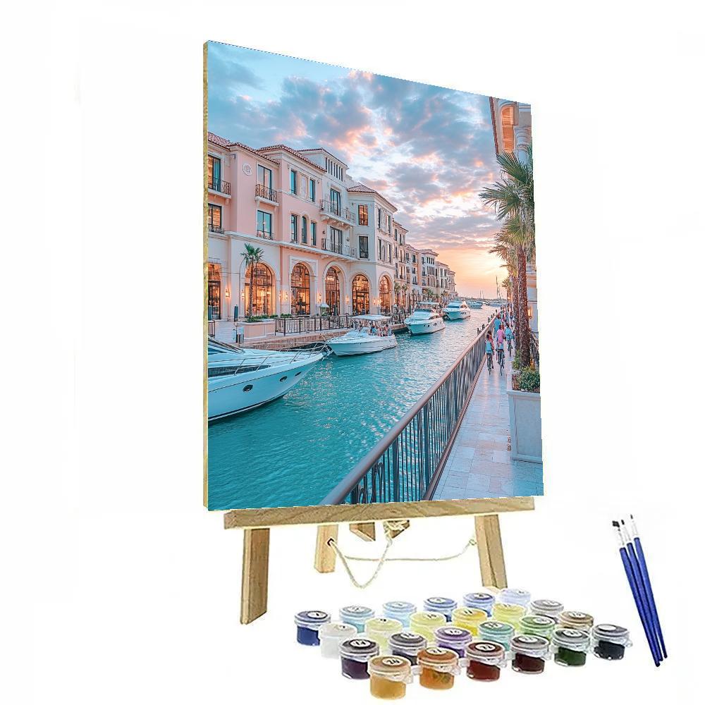 The Pearl Qatar Boardwalk And Pastel Marina Doha Qatar Numbered painting kits
