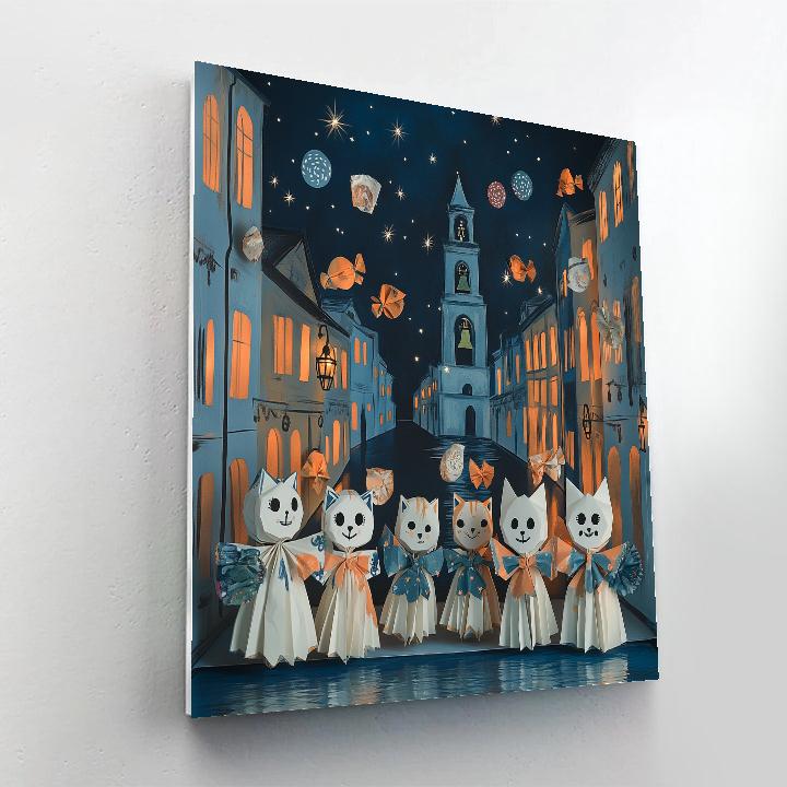 Paper Theater Masks With Spooky Moonlight paint by numbers