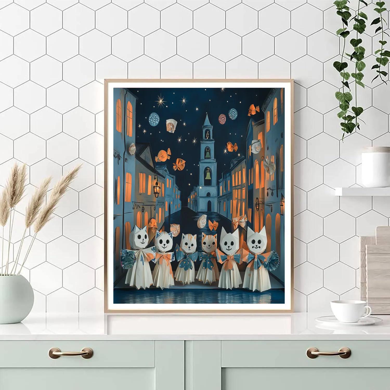 Paper Theater Masks With Spooky Moonlight paint by numbers