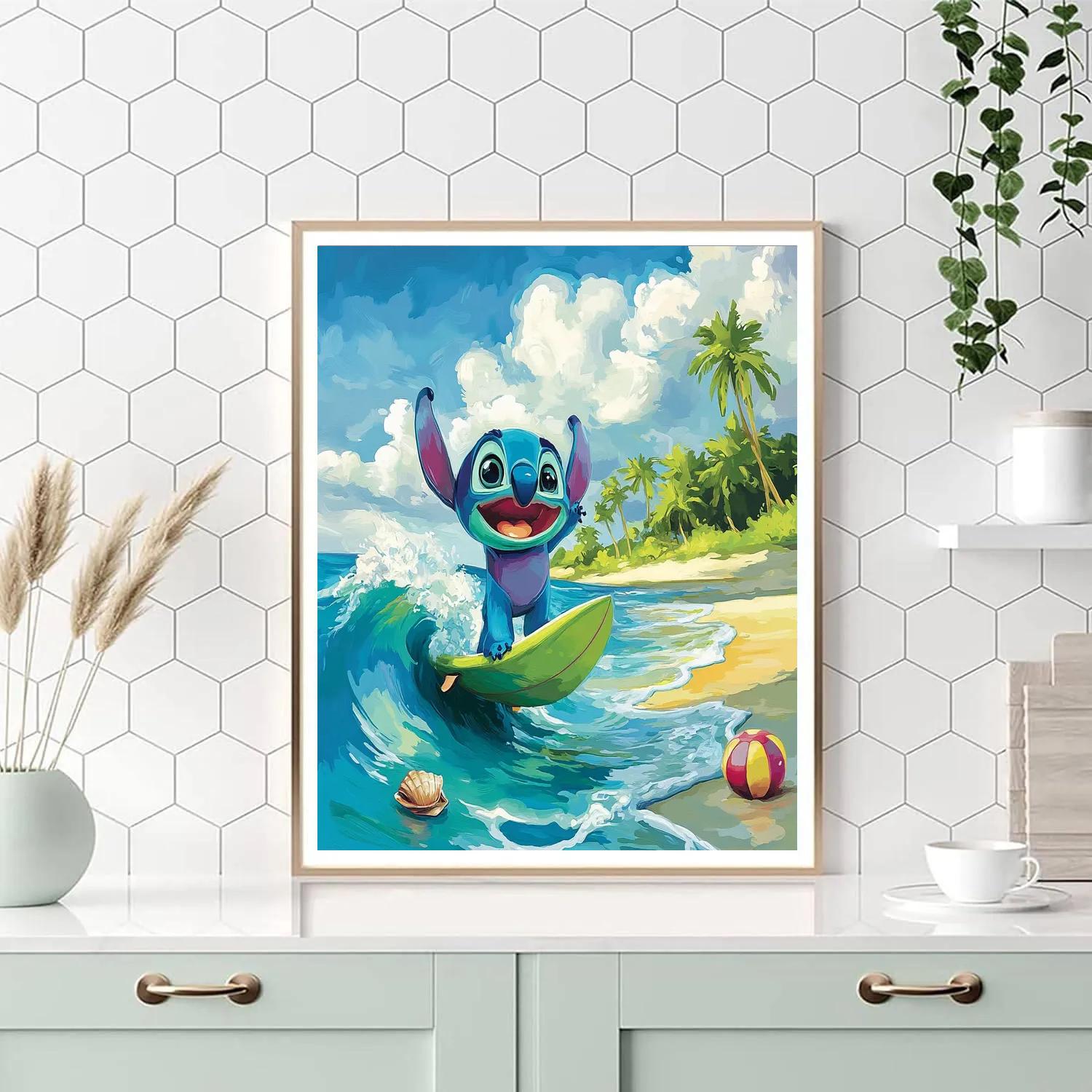 Stitch Tropical Cloud Surf Day paint by number