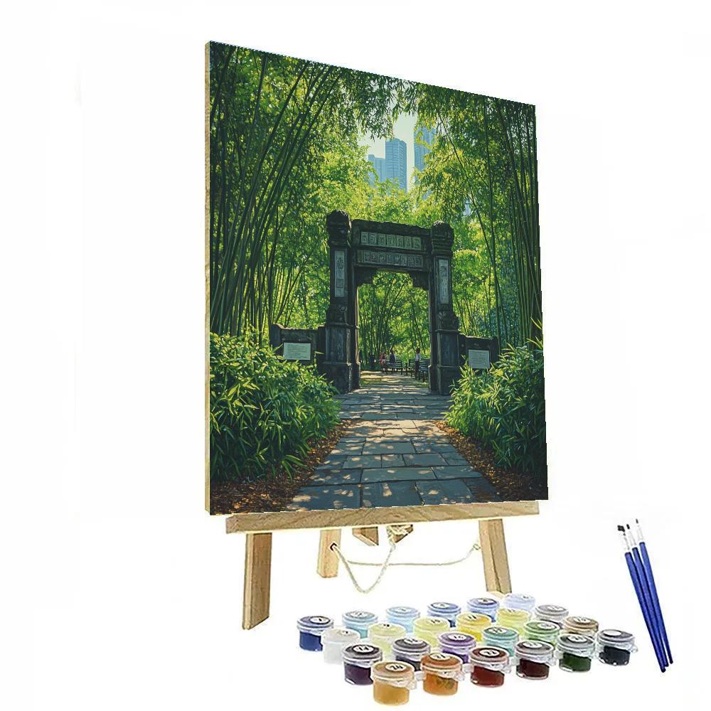 Kowloon Walled City Park Stone Gate And Bamboo Hong Kong China paint by color