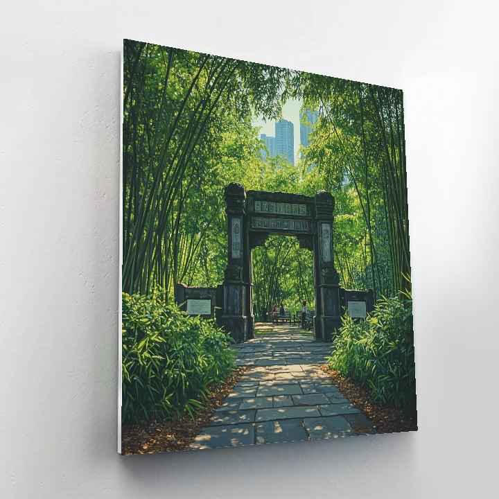 Kowloon Walled City Park Stone Gate And Bamboo Hong Kong China paint by color