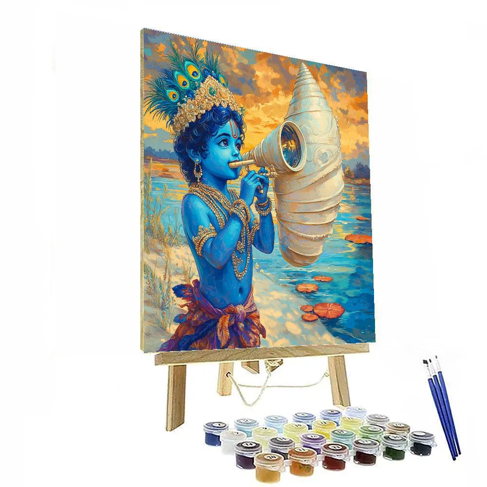 Krishna And The Conch Shell Observatory painting number kit