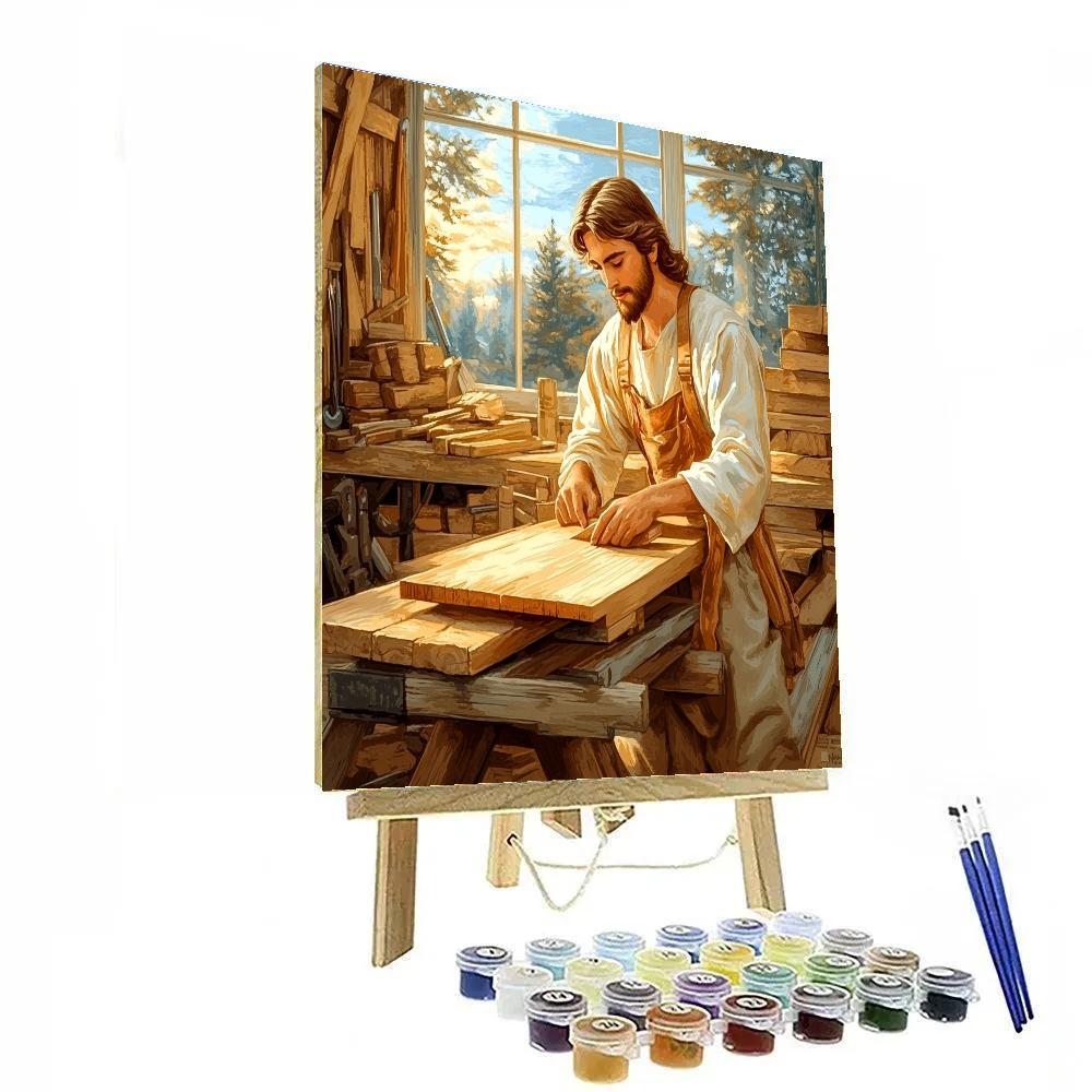 Carpenter Bench With Jesus Detail painting number kit
