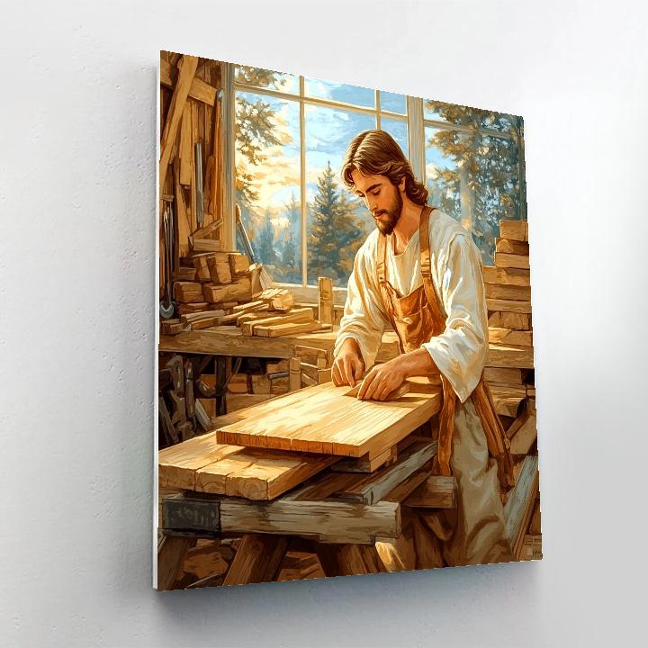 Carpenter Bench With Jesus Detail painting number kit