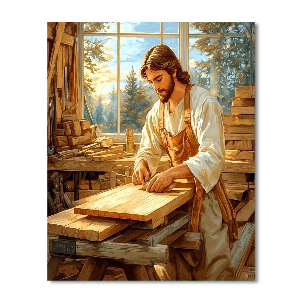 Carpenter Bench With Jesus Detail painting number kit