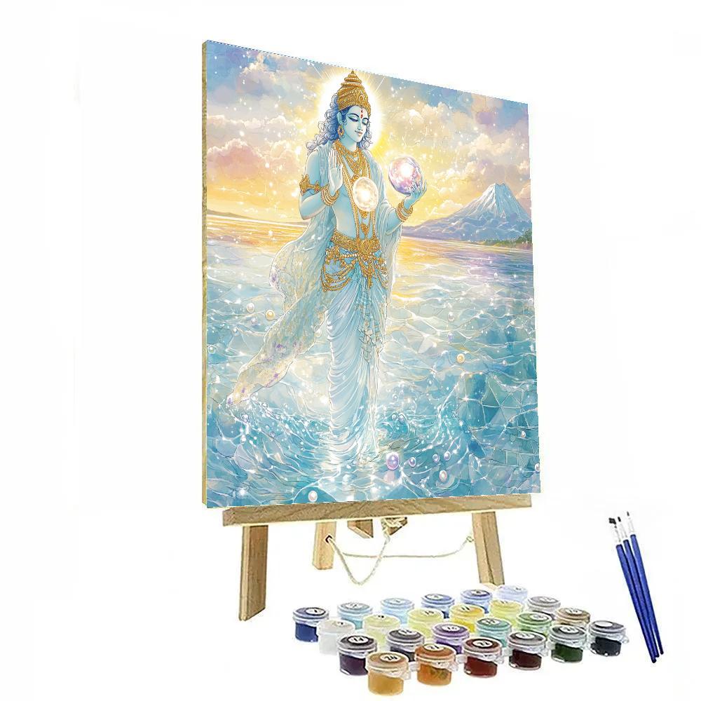 Vishnu And The Crystal Ocean Of Milk paint by color