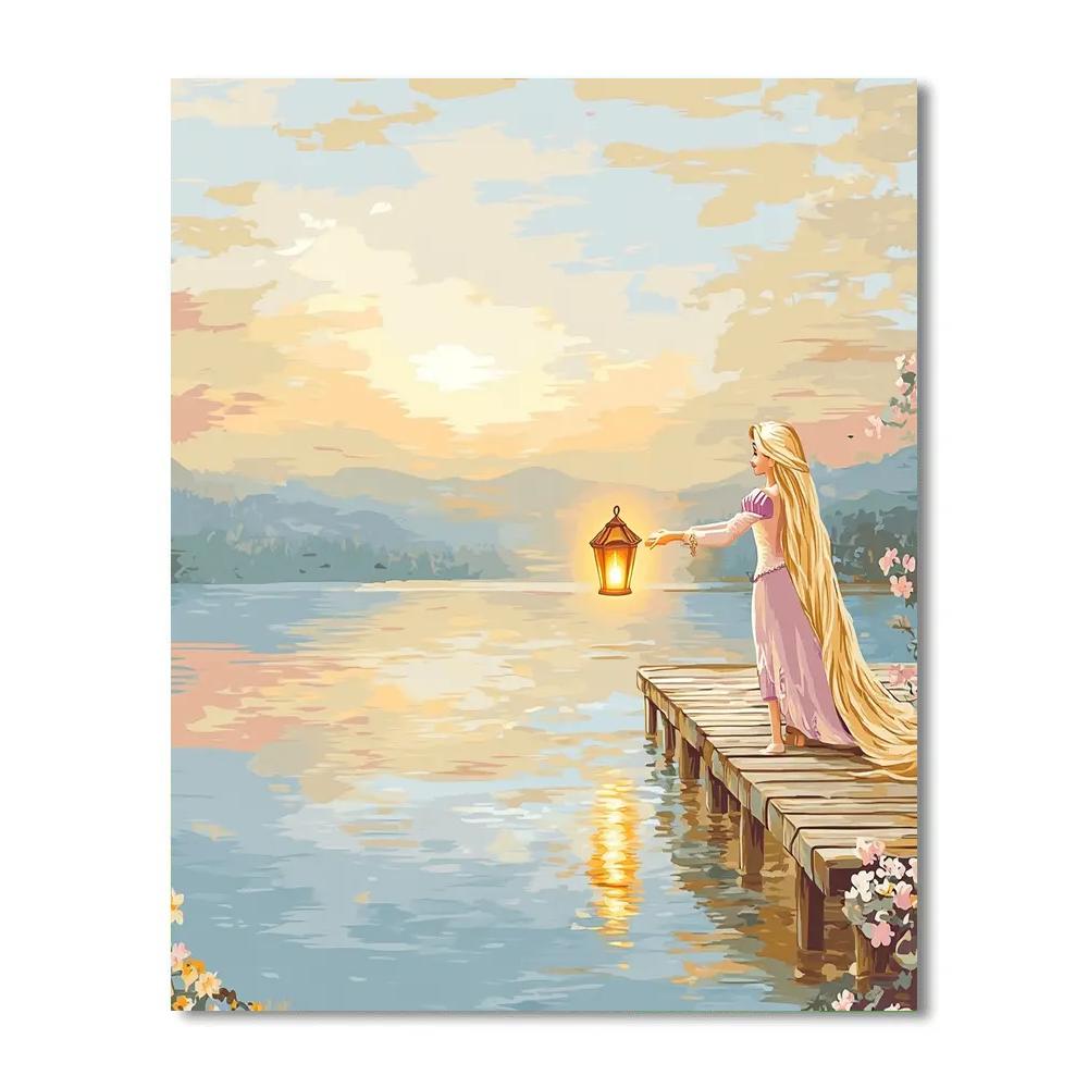 Rapunzel Floating Lantern Lake Morning Numbered painting kits