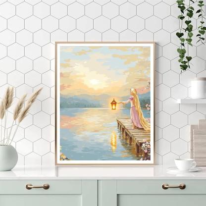 Rapunzel Floating Lantern Lake Morning Numbered painting kits