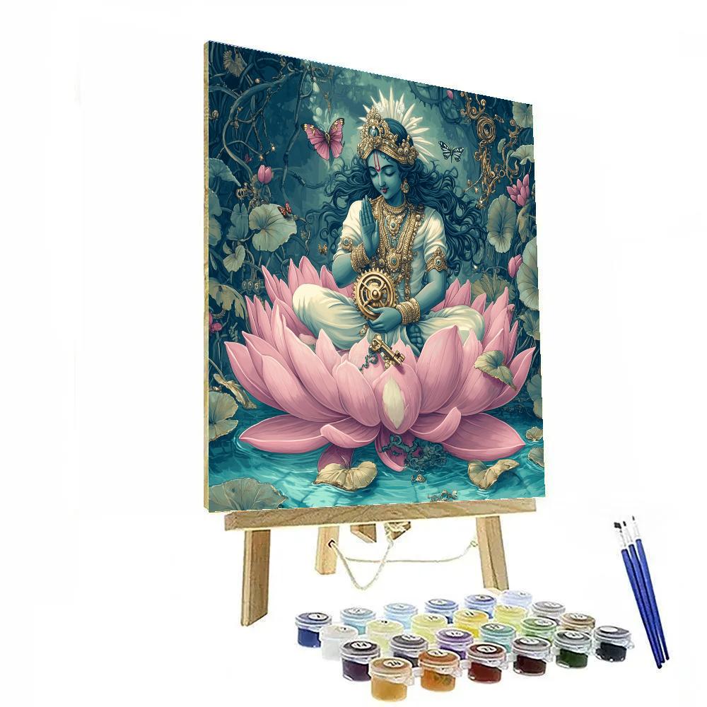 Krishna And The Lotus Clockwork Garden Paint by numbers art