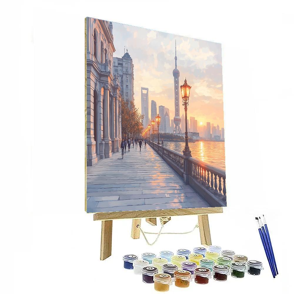 The Bund Riverside Promenade At Dawn Shanghai China Paint by numbers art
