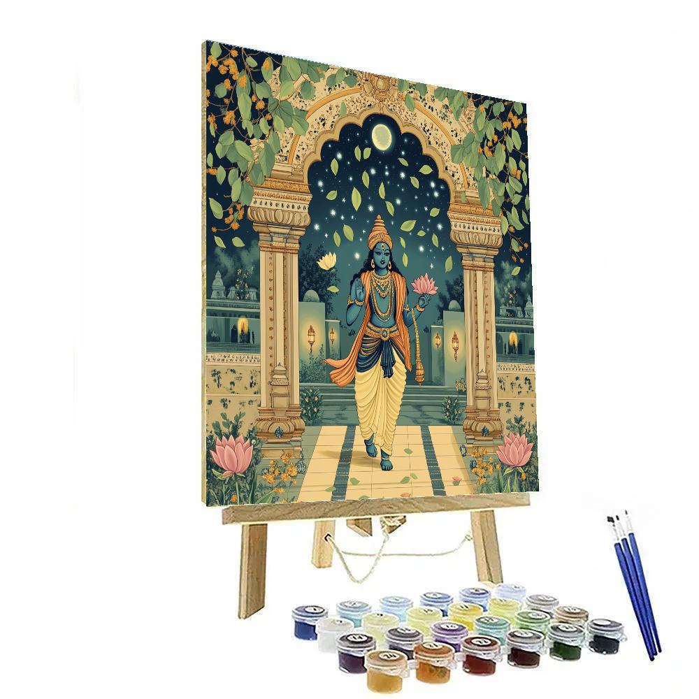 Vishnu In The Rain Of Falling Tulsi Stars Number painting