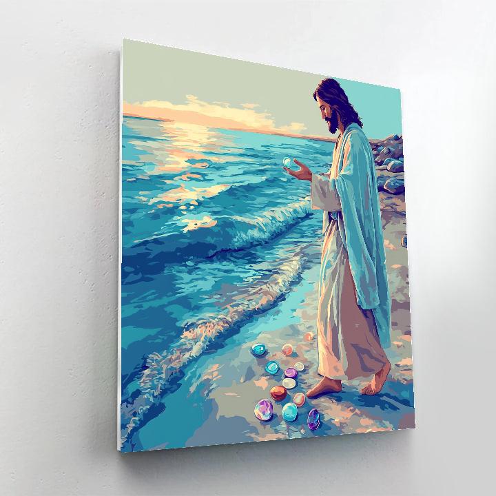 Jesus And The Sea Glass Shore DIY paint by numbers
