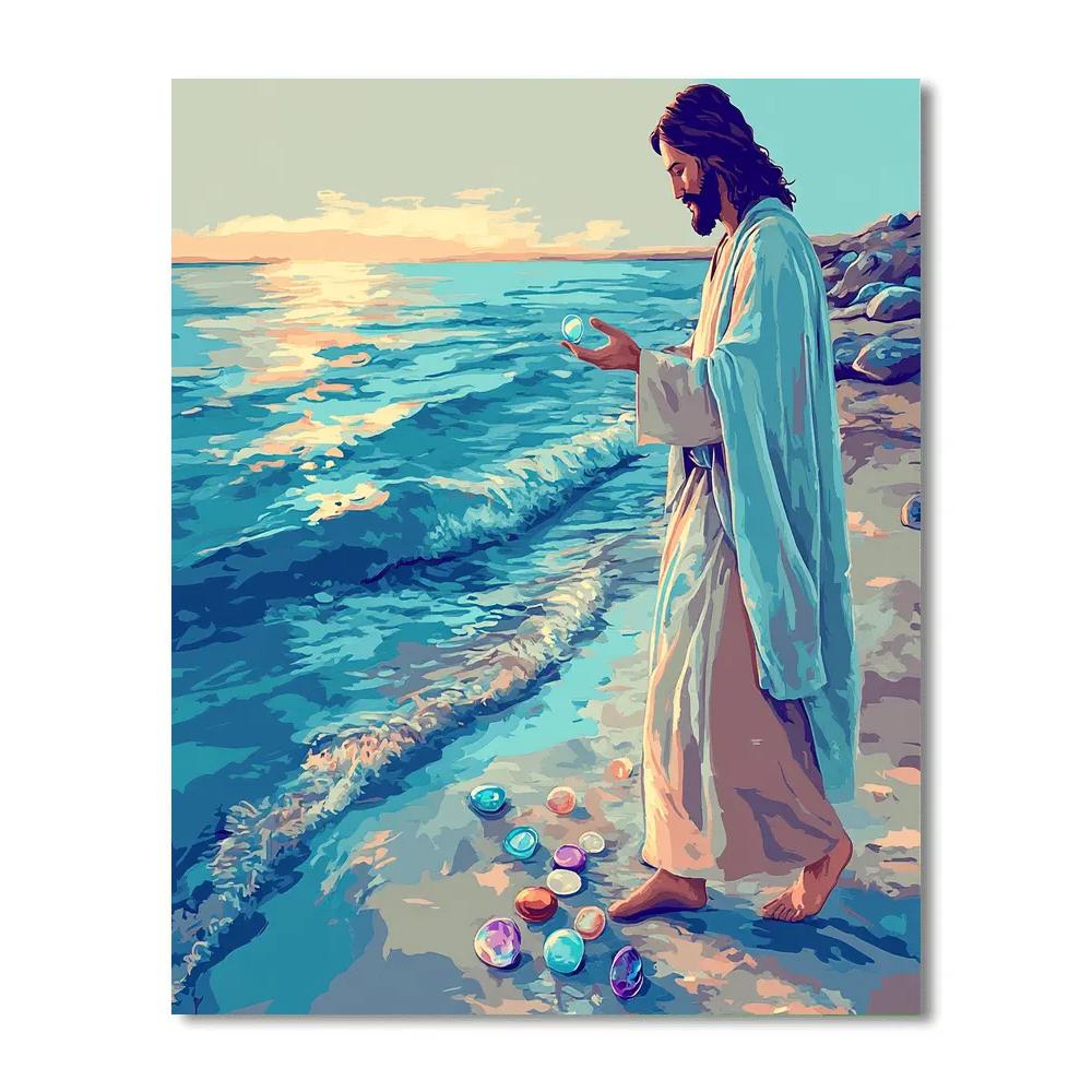 Jesus And The Sea Glass Shore DIY paint by numbers