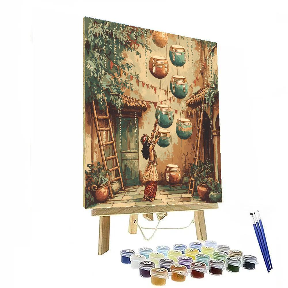 Krishna And The Floating Butter Pot Library paint by numbers