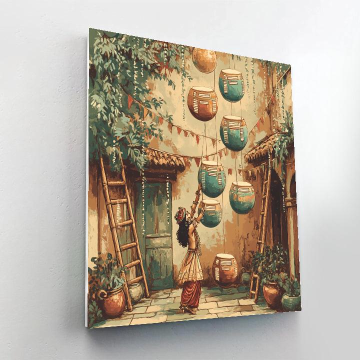 Krishna And The Floating Butter Pot Library paint by numbers