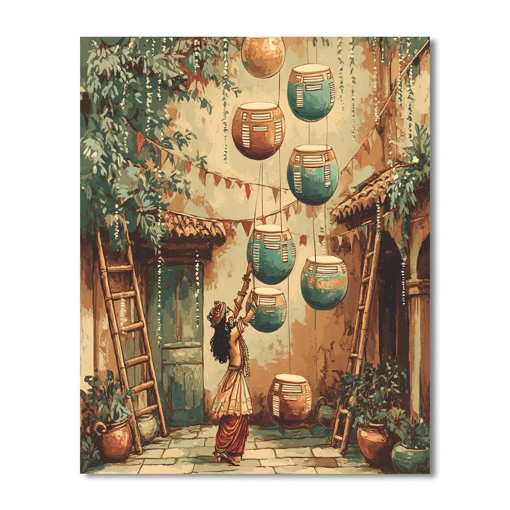 Krishna And The Floating Butter Pot Library paint by numbers