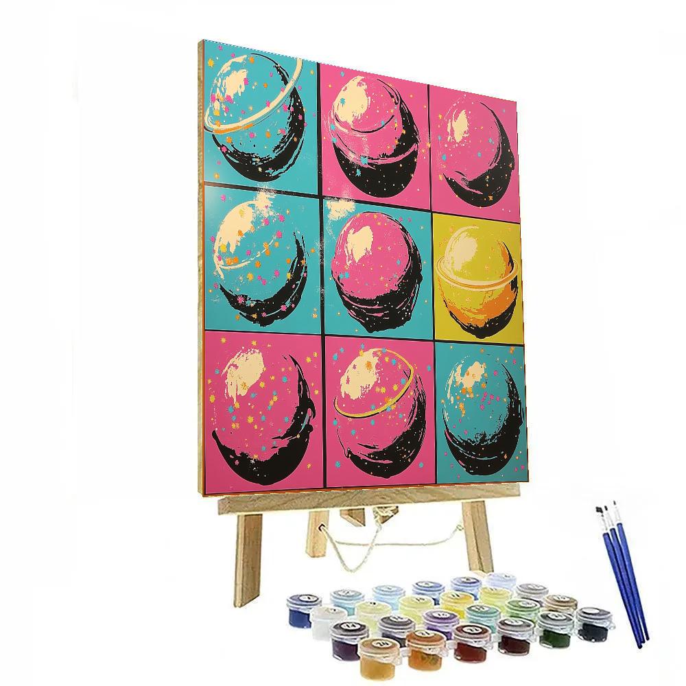 Andy Warhol Inspired Pop Art Ice Cream Planets paint by numbers