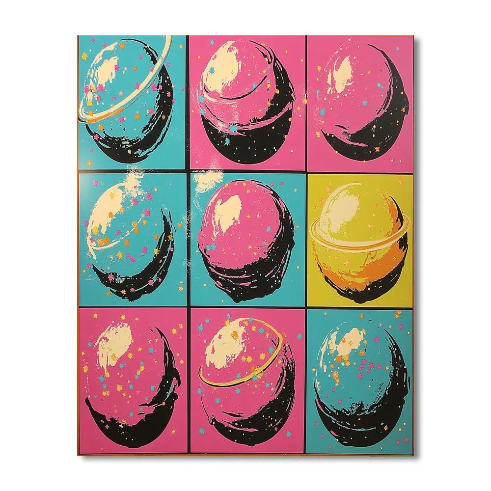 Andy Warhol Inspired Pop Art Ice Cream Planets paint by numbers