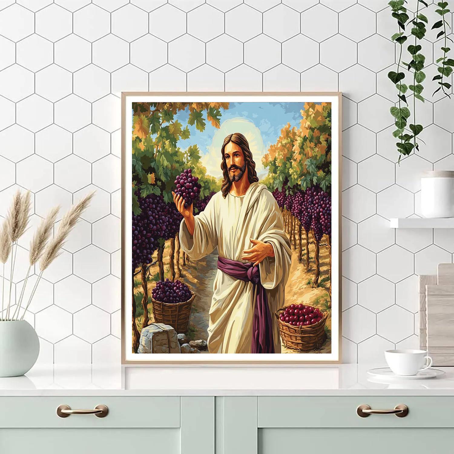 Jesus In The Vineyard Harvest Light paint by numbers